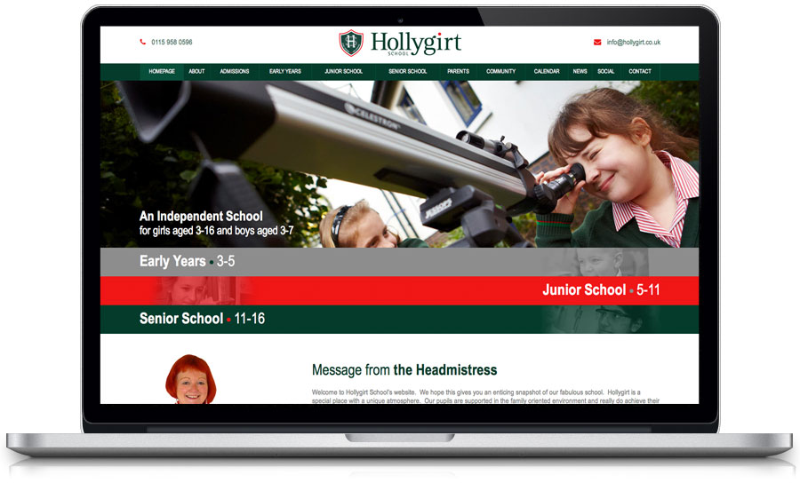 Hollygirt School Website Design Nottingham