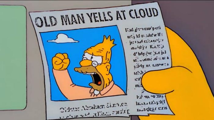 Simpsons, man yells at cloud