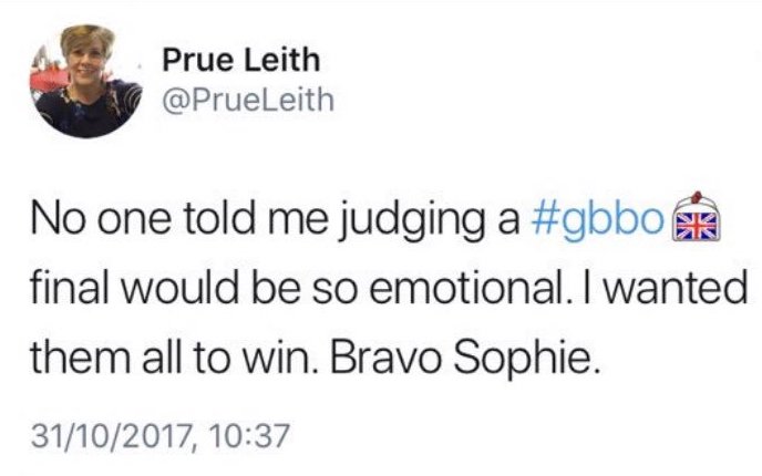 Prue Leith Spoils Bake Off