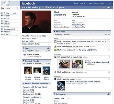 Zuckerbeg's First Facebook page