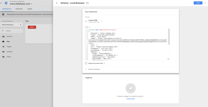 Schema Google Tag Manager