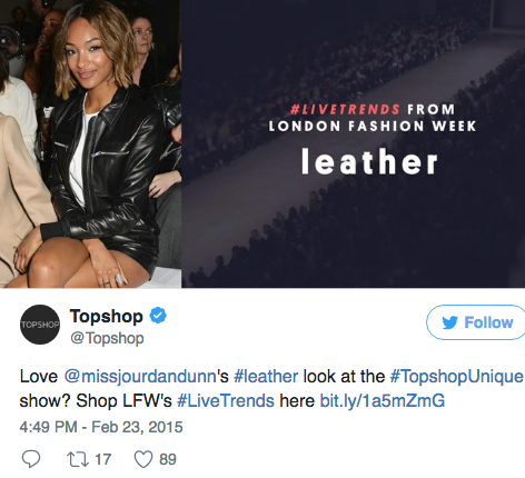 Topshop fashion row on twitter